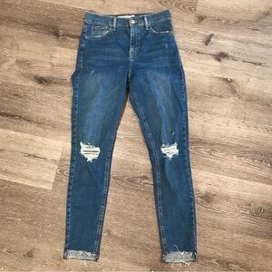 Topshop Blue Distressed Skinny Jeans